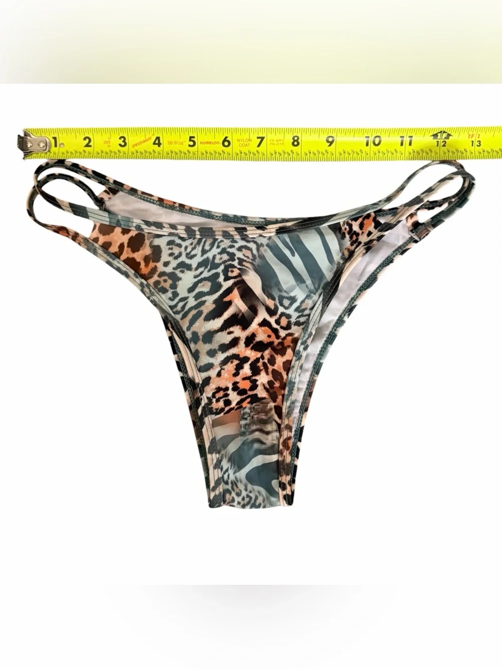 SHEIN Blue & Brown Leopard Print Bikini with Gold Jewelry Charms size XS
